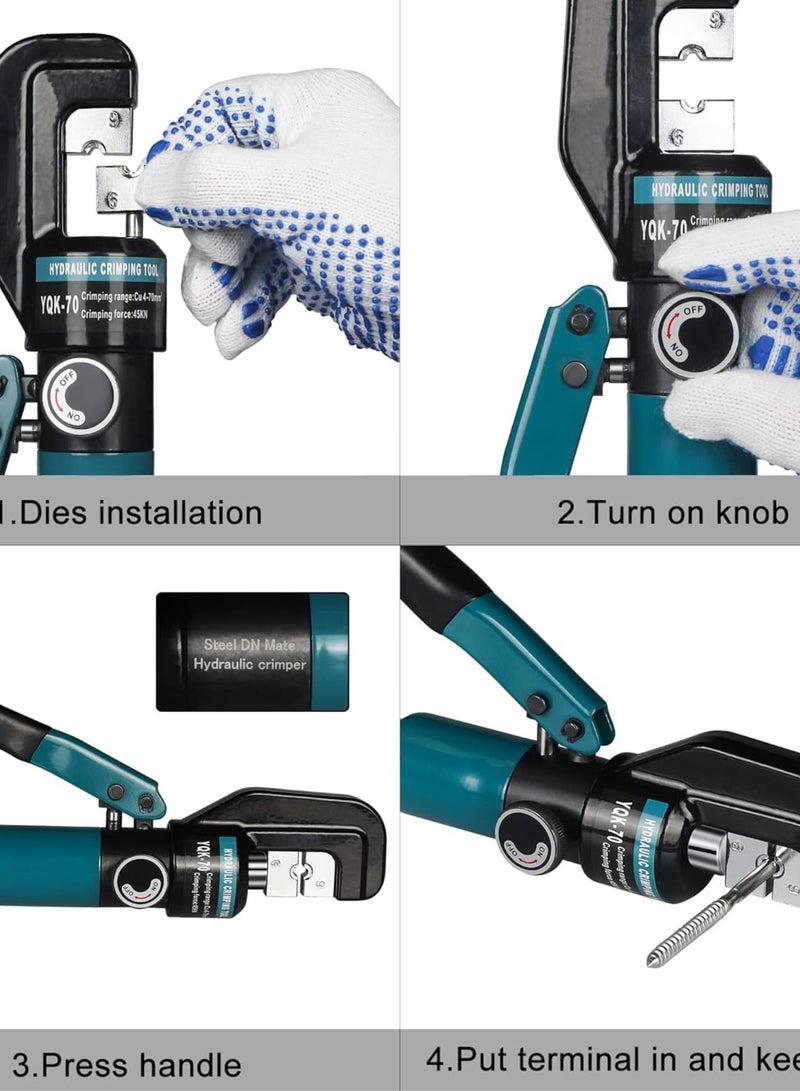 GGOOT Hydraulic Crimping Tool/Hydraulic Crimper with Cable Cuttter for Stainless Steel Cable Railing Hardware,Battery Cable Crimping Tool for Size 1/8", 5/32" to 3/16" DC02  - Image 4