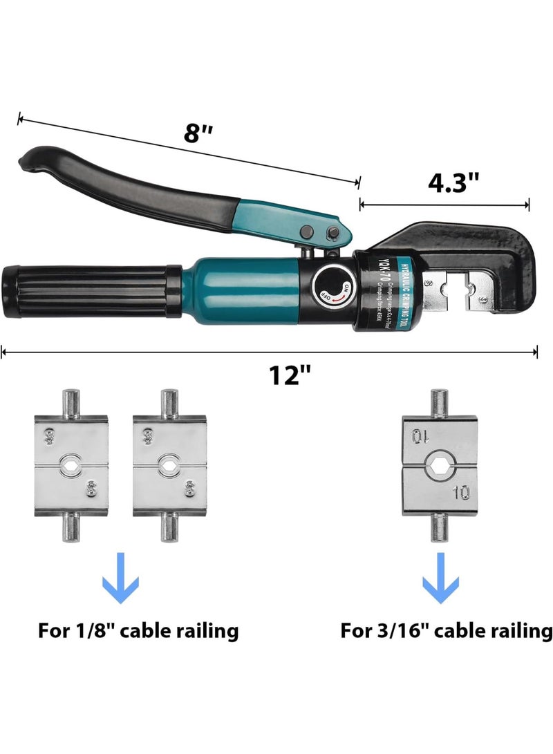 GGOOT Hydraulic Crimping Tool/Hydraulic Crimper with Cable Cuttter for Stainless Steel Cable Railing Hardware,Battery Cable Crimping Tool for Size 1/8", 5/32" to 3/16" DC02  - Image 5