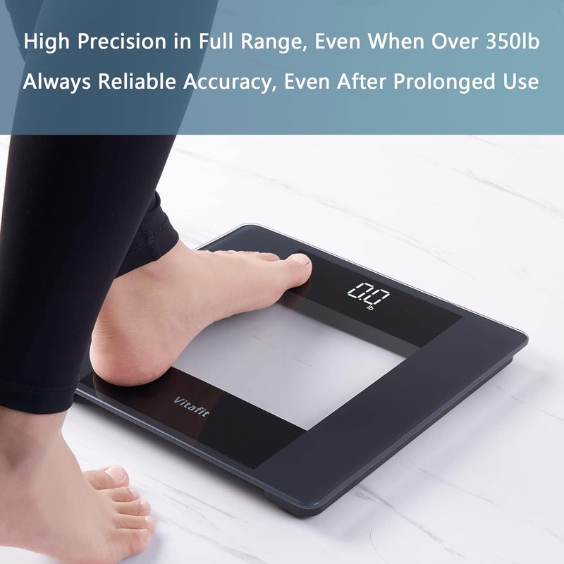 Vitafit Digital Bathroom Scale for Body Weight, Weighing Professional Since 2001, Crystal Clear LED and Step-On, Batteries Included, 400lb/182kg, Black - Image 2