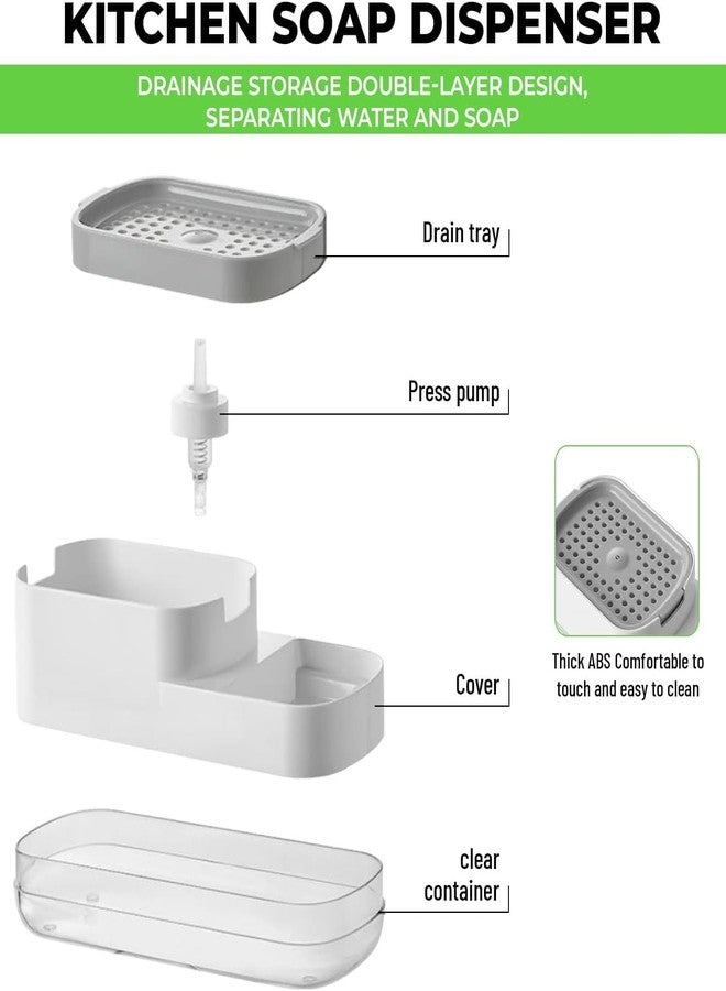 ACHARAJ Soap Dispenser for Kitchen Sink 2 in 1 with Sponge Holder Liquid Box and Sponge Included Dish Soap Pump Dispenser Premium Kitchen Soap Dispenser Countertop (1 pcs) - Image 4