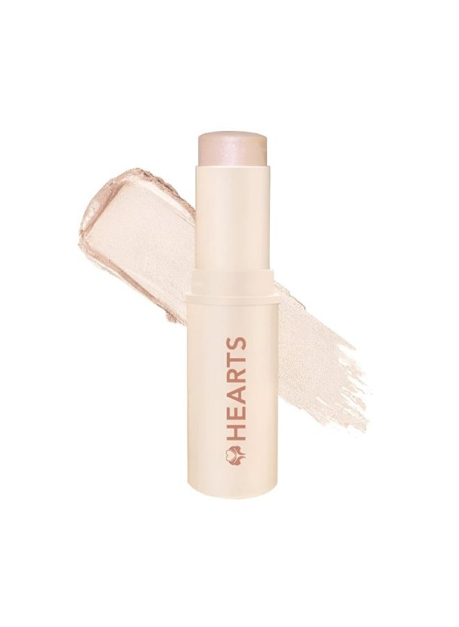Hearts Dewy Light Highlighter Stick – Pearl Sparkle 08, Creamy Radiant Glow, 8 g - Image 1