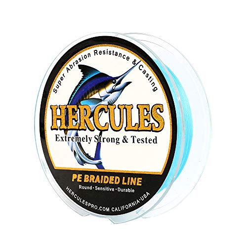 HERCULES Super Cast 100M 109 Yards Braided Fishing Line 10 LB Test for Saltwater Freshwater PE Braid Fish Lines Superline 8 Strands - Blue, 10LB (4.5KG), 0.12MM - Image 1