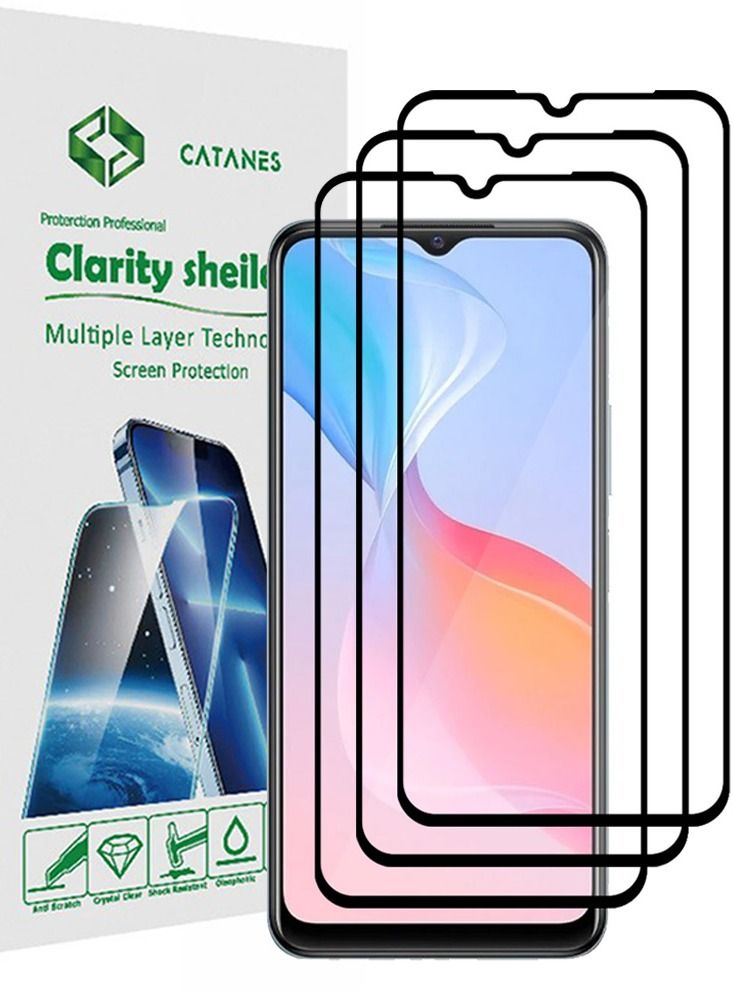 CATANES 3 Pack For Vivo Y21G Screen Protector Tempered Glass Full Glue Back - Image 1