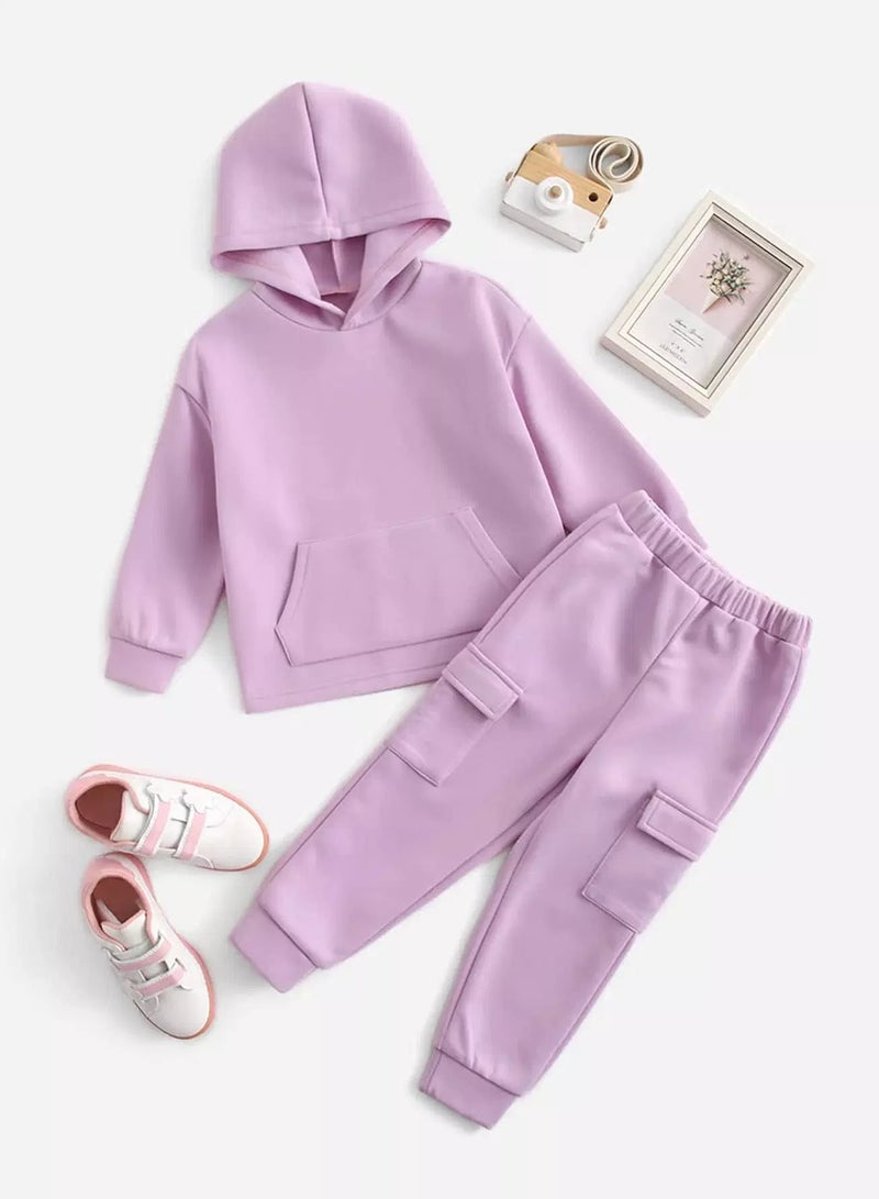 Toddler Girls Kangaroo Pocket Hoodie & Sweatpants 