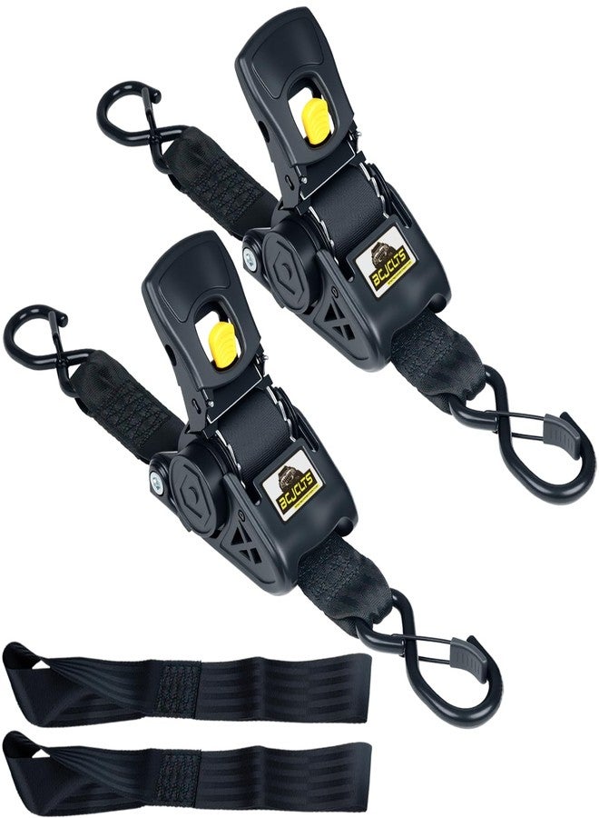 BCJCLTS Retractable Ratchet Straps 2" x 10ft, 3,000lb Break Strength, Heavy Duty Easy Release Tie Down for Trucks, Trailers, Motorcycles, ATVs, Secure Cargo Straps - Image 1