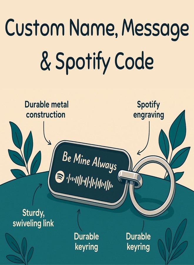 Tinydabba سلسلة مفاتيح معدنية تحمل رمز سبوتيفاي مخصص من tinydabba - رسالة واسم محفوران حسب الطلب - هدية مميزة له أو لها - امسح ضوئيًا لتشغيل الأغنية أو قائمة التشغيل - هدية مثالية للذكرى السنوية، عيد الميلاد، أو عيد الحب - Image 4