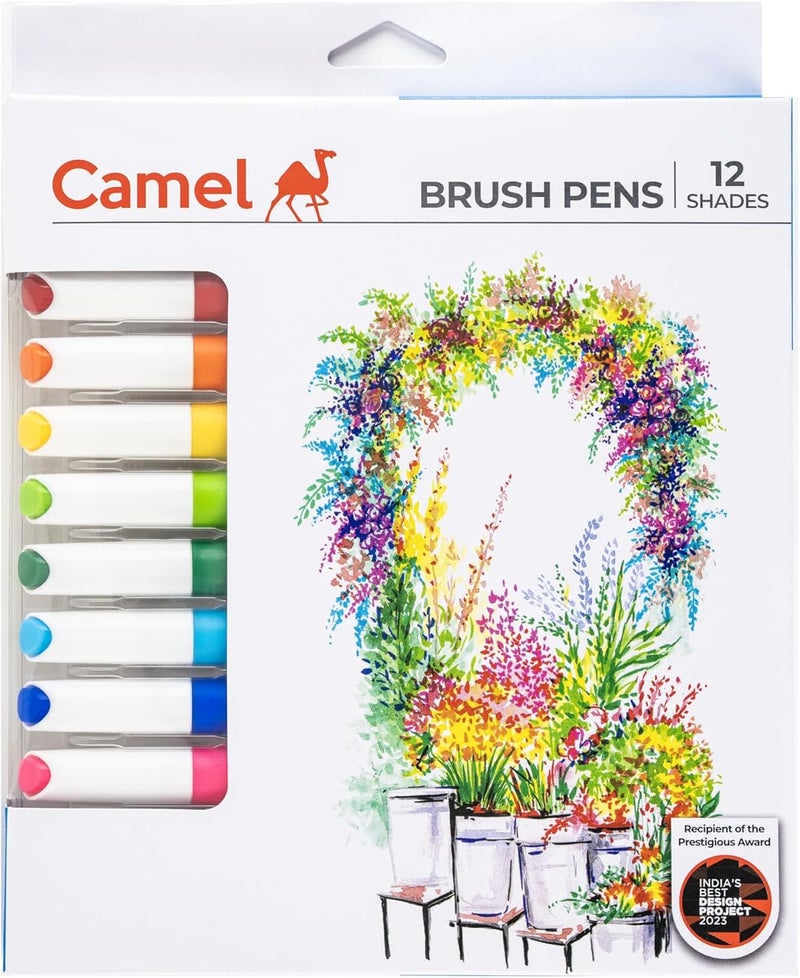 Camlin Brush Pen Set of 12 Assorted colours-4019272 - Image 1