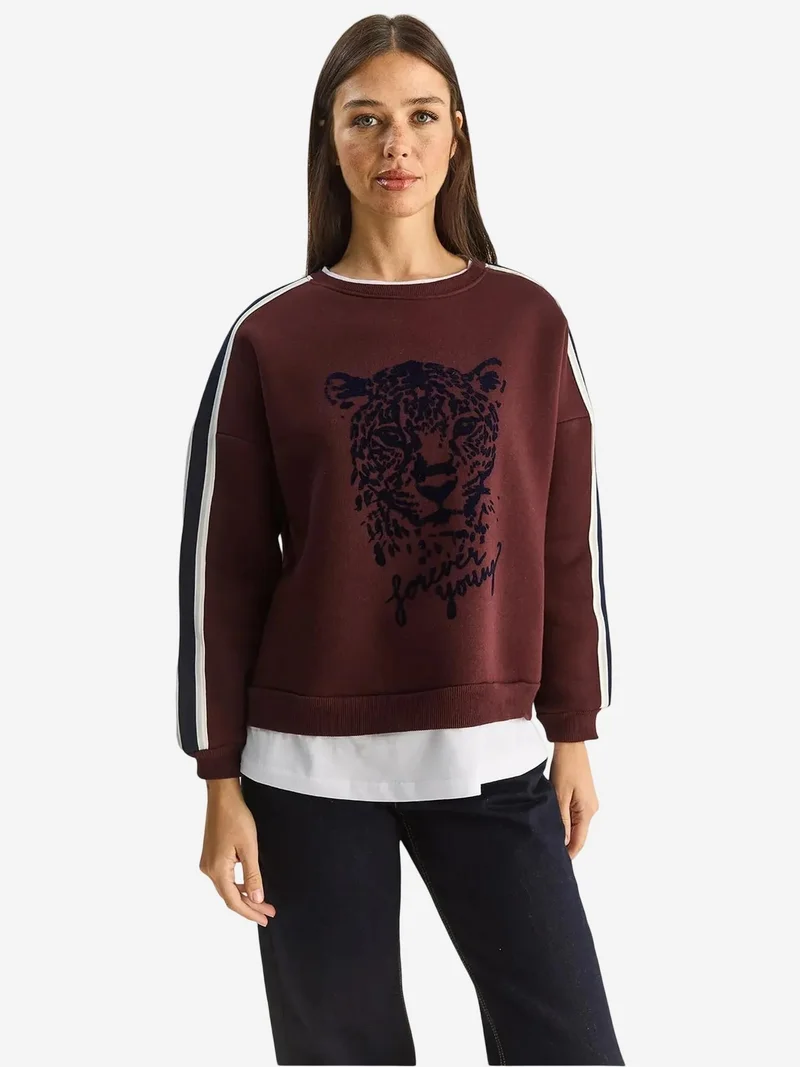 Bianco Lucci LUCCI Crew Neck Printed Sweatshirt