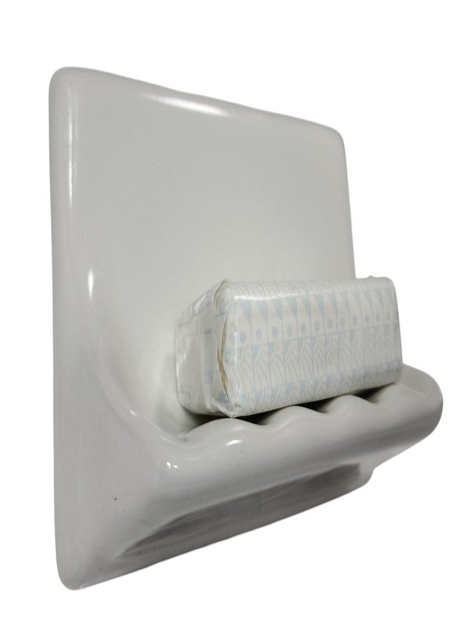 Daltile Snow White Ceramic Tile Soap Dish Shower Tray Vintage Mid Century Modern Retro - Image 1