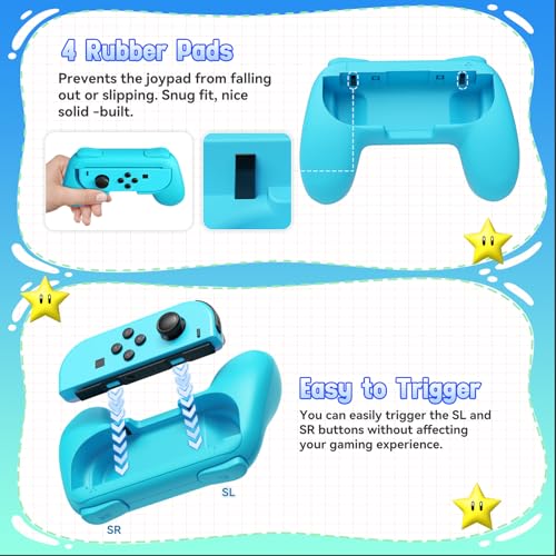 FASTSNAIL 4 Pack Grips Kit Compatible with Nintendo Switch for Joy Con, Wear-Resistant Grip Controller for Joy con & OLED Model with 12 Thumb Grip - Image 4