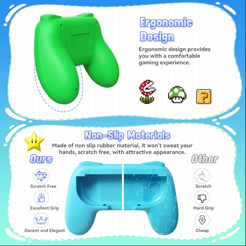 FASTSNAIL 4 Pack Grips Kit Compatible with Nintendo Switch for Joy Con, Wear-Resistant Grip Controller for Joy con & OLED Model with 12 Thumb Grip - Image 3