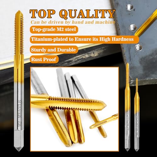 SMJXTOP 6Pcs Metric Tap Set with 1Pc Tap Wrench, M2 HSS Thread Tap Set from M2 to M6, Machine Screw Tap for Metal,Aluminum,Plastic,Wood - Image 3