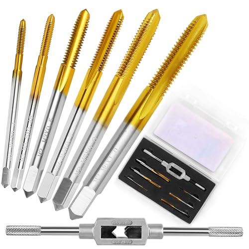 SMJXTOP 6Pcs Metric Tap Set with 1Pc Tap Wrench, M2 HSS Thread Tap Set from M2 to M6, Machine Screw Tap for Metal,Aluminum,Plastic,Wood - Image 1