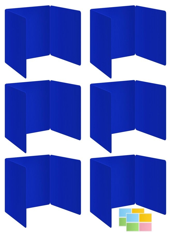 Bcabo 6 Pack Blue Desk Dividers for Students, Privacy Shields Folder for Students, Durable & Waterproof Plastic Study Board, Classroom Teacher Supplies Test Divider, Includes Extra Labels - Image 1