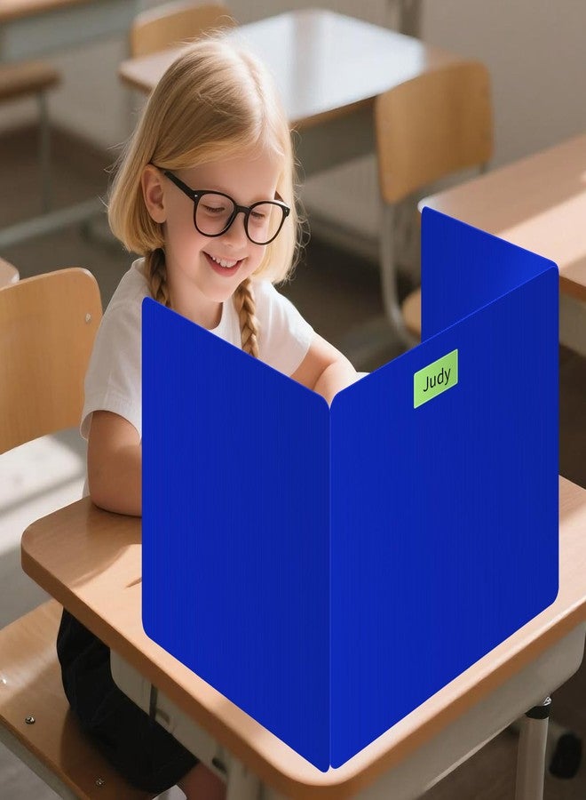 Bcabo 6 Pack Blue Desk Dividers for Students, Privacy Shields Folder for Students, Durable & Waterproof Plastic Study Board, Classroom Teacher Supplies Test Divider, Includes Extra Labels - Image 2