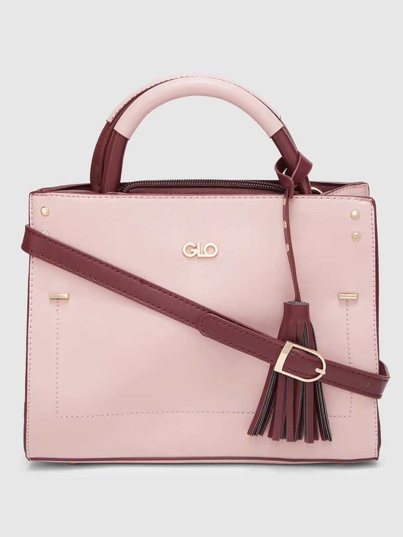 جلو باص حقيبة يد نسائية بلون وردي باهت سادة كاجوال