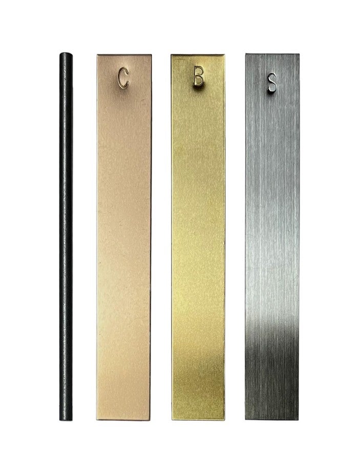 Diycoming Metal Electrodes Strips 4 Piece Set, Copper,Brass, Stainless Steel & Carbon Marked with The Symbol for Student's Electrochemical Experiments - Image 1