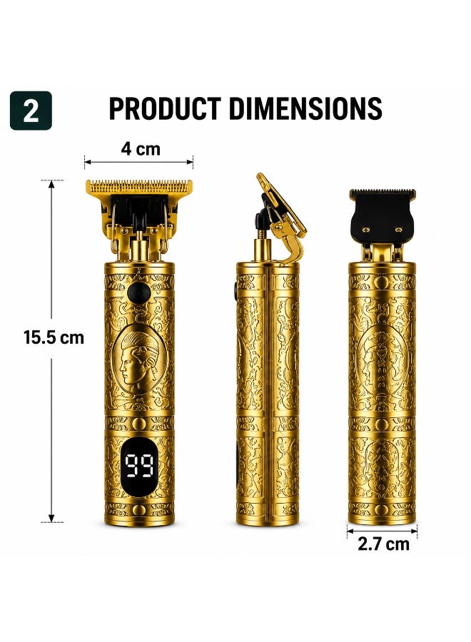 ياكد ماكينة قص الشعر الاحترافية YACD D-001، ماكينة حلاقة قابلة للشحن USB بدون سلك مع عرض LED، ذهبية - Image 2