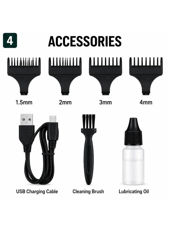 ياكد ماكينة قص الشعر الاحترافية YACD D-001، ماكينة حلاقة قابلة للشحن USB بدون سلك مع عرض LED، ذهبية - Image 4