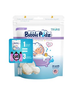 TruKid Bubble Podz For Baby Refreshing Bubble Bath For Dry Sensitive & Soft Skin Ph Balanced For Eye Sensitivity Enriched With Lavender Flower Lavender Scent All Natural Ingredients (24 Podz)  - Image 1