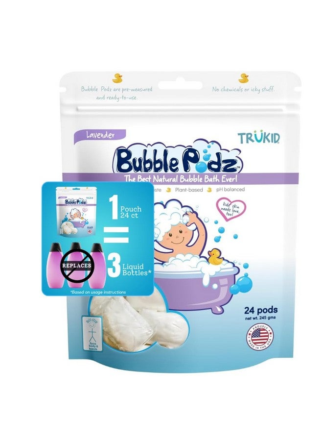 TruKid Bubble Podz For Baby Refreshing Bubble Bath For Dry Sensitive & Soft Skin Ph Balanced For Eye Sensitivity Enriched With Lavender Flower Lavender Scent All Natural Ingredients (24 Podz) - Image 1