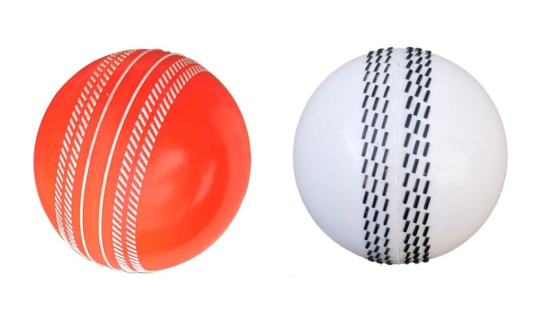 IFOLDUP Rubber Synthetic Cricket Ball i10 -Poly Hard Ball for Indoor and Outdoor TrainingSet of 2 (Orange+White Pack of 02) - Image 1