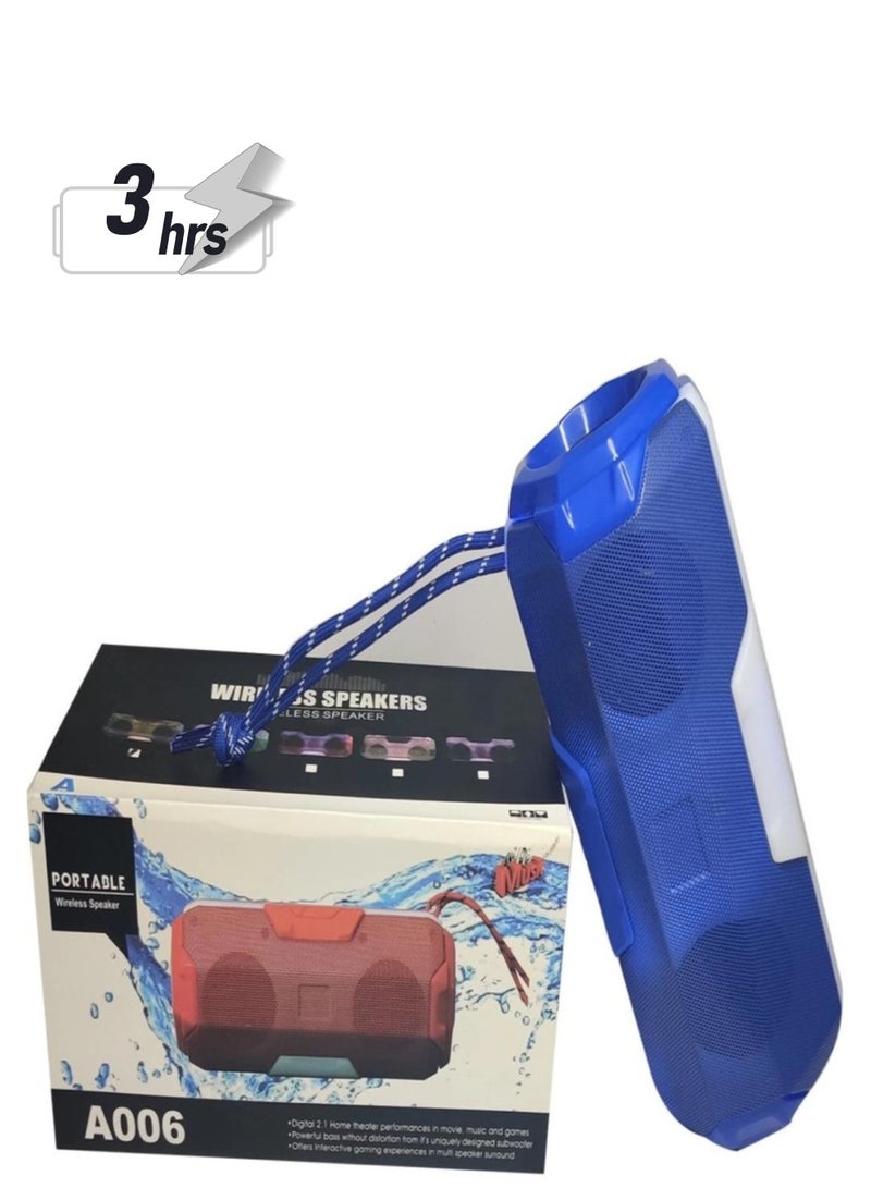 A006 Bluetooth Speaker, Portable Stereo Speaker with HD Audio and Enhanced Bass LED flickers Multicolor Lights  (Blue) - Image 1