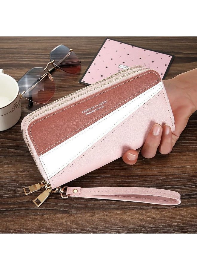 Valerie Valerie Women Zipper Wallets For Girls Leather Clutch Multi Slot Wallet Girls Zipper Coin Large Purse Wallet For Women (Pink)  - Image 4