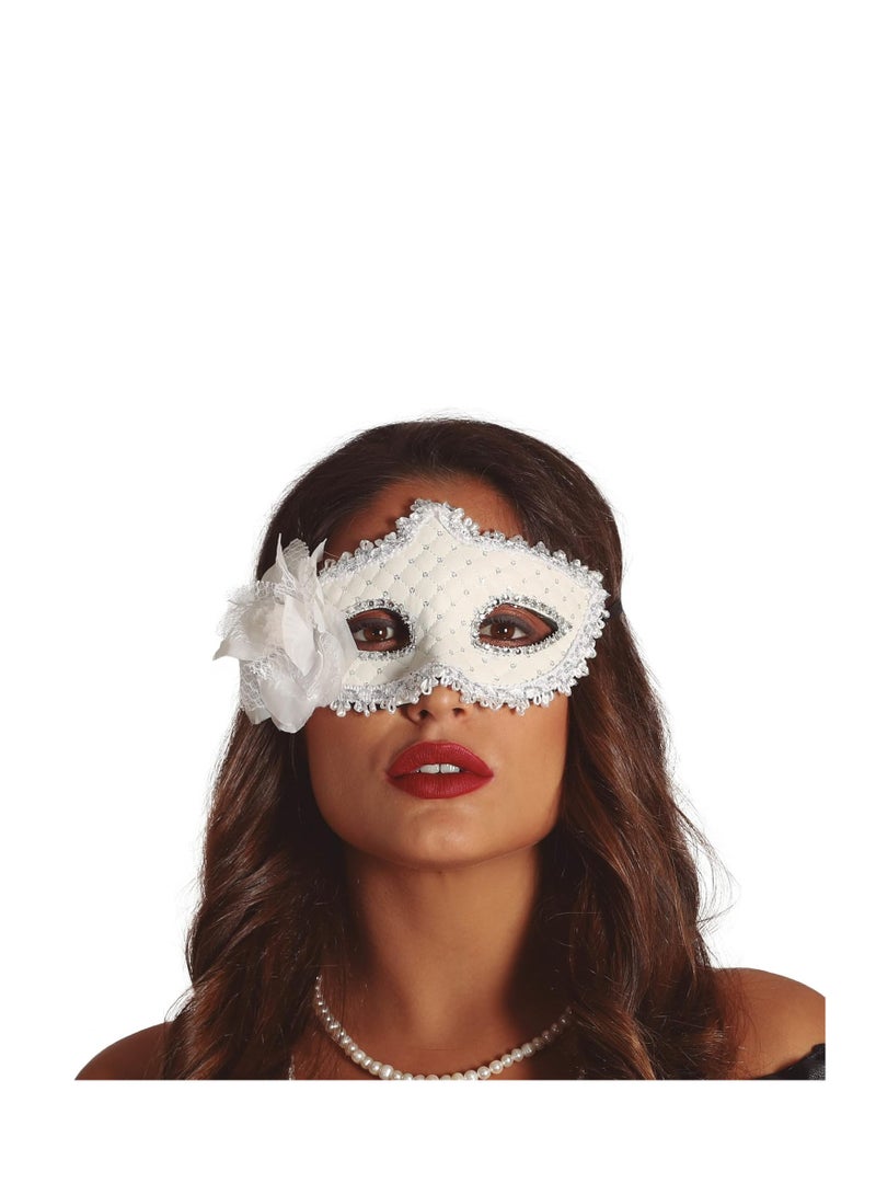 Fiestas Guirca White Mask With Flowers
