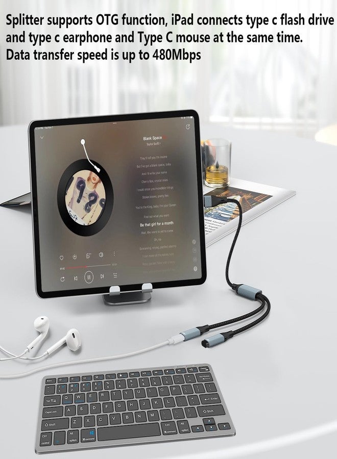 Azddur محول USB C وموزع سماعات - 2 منفذ USB C، متوافق مع OTG لجهاز iPad Pro و iPad Air و MacBook و iPhone و Galaxy S24/S23 - Image 4