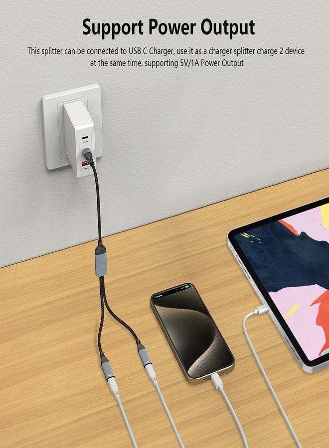 Azddur محول USB C وموزع سماعات - 2 منفذ USB C، متوافق مع OTG لجهاز iPad Pro و iPad Air و MacBook و iPhone و Galaxy S24/S23 - Image 5