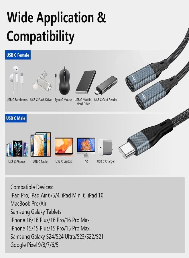 Azddur محول USB C وموزع سماعات - 2 منفذ USB C، متوافق مع OTG لجهاز iPad Pro و iPad Air و MacBook و iPhone و Galaxy S24/S23 - Image 3