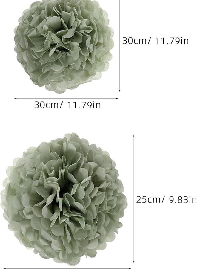 Green DIY Tissue Pom Poms 24 Pack Wedding Backdrop Party Decorations - Image 3