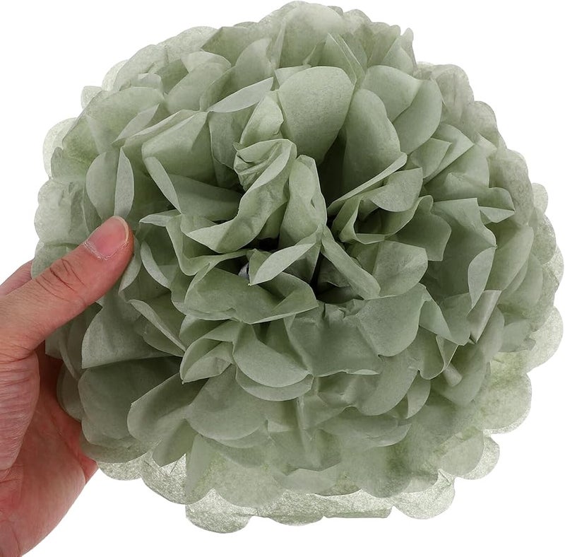 Green DIY Tissue Pom Poms 24 Pack Wedding Backdrop Party Decorations - Image 5