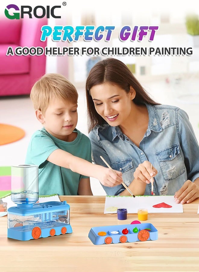 GROIC Paint Brush Cleaner Tool, Train-Shaped, Brush Rinser Cup, Water Circulation, Art Supplies for Acrylic,Watercolor and Water Based, Creative Gift for Adult Artist Beginners Kids - Blue - Image 4