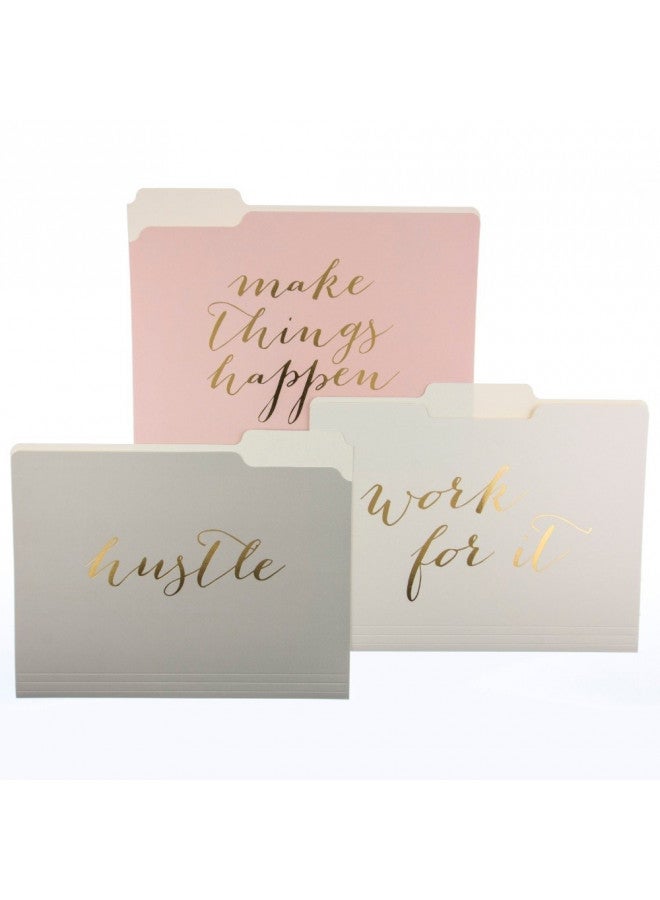 Graphique Graphique Designer Make Things Happen File Folders | Set of 9 (3 Designs) | Letter Size Organizers | Decorative Office Supplies | Durable Coated Cardstock | Gold Foil Lettering | 1/3-Cut Tabs  - Image 1