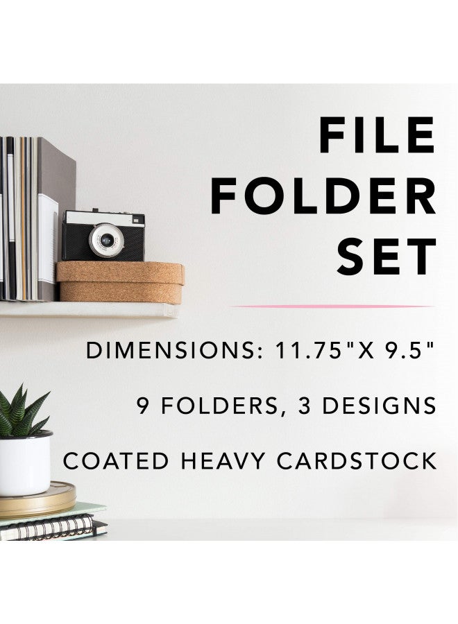 Graphique Graphique Designer Make Things Happen File Folders | Set of 9 (3 Designs) | Letter Size Organizers | Decorative Office Supplies | Durable Coated Cardstock | Gold Foil Lettering | 1/3-Cut Tabs  - Image 4