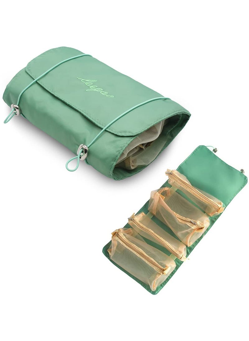 svk dream SVK Dream 4 in 1 Foldable Hanging Roll Up Makeup Toiletry Bag for Travel Organizer Cosmetic Storage for Women  - Image 1