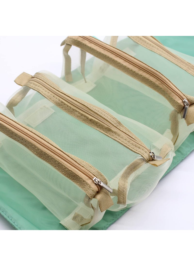 svk dream SVK Dream 4 in 1 Foldable Hanging Roll Up Makeup Toiletry Bag for Travel Organizer Cosmetic Storage for Women  - Image 5