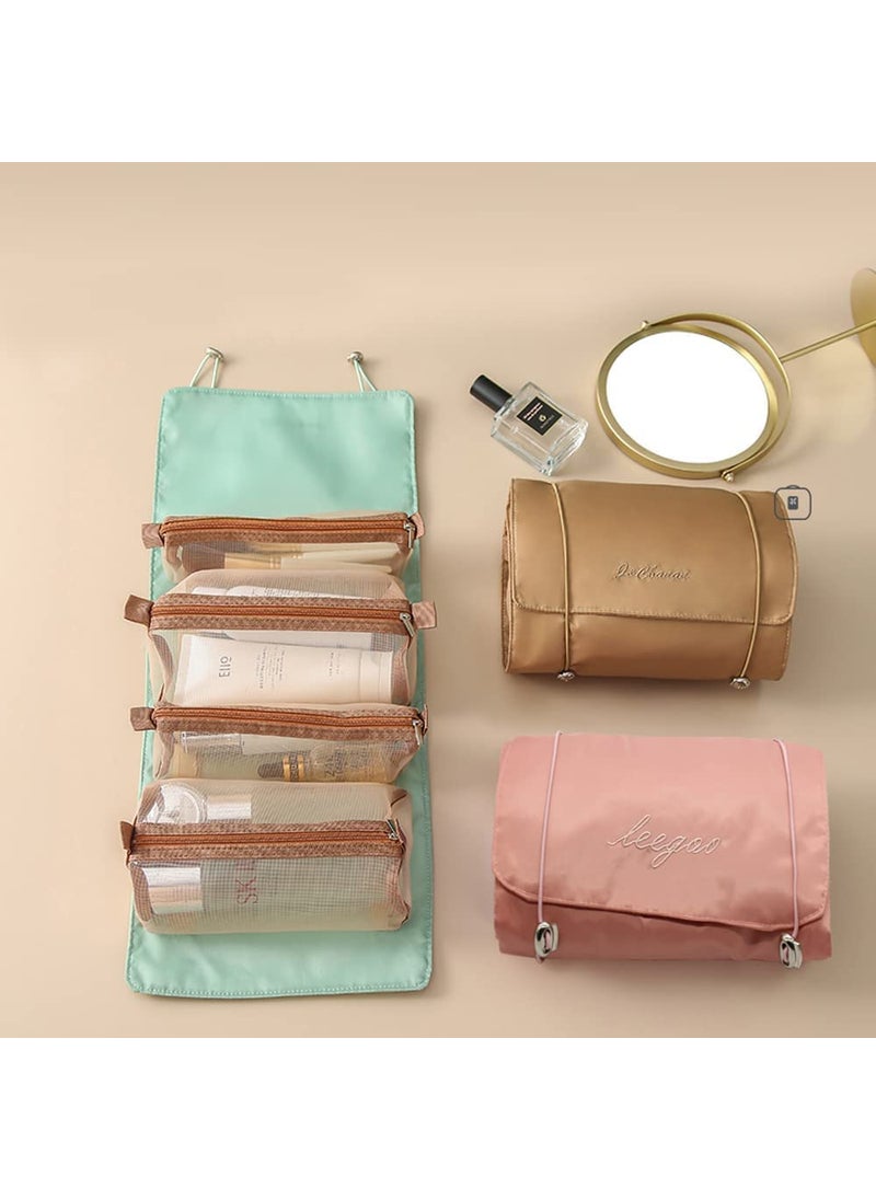 svk dream SVK Dream 4 in 1 Foldable Hanging Roll Up Makeup Toiletry Bag for Travel Organizer Cosmetic Storage for Women  - Image 3