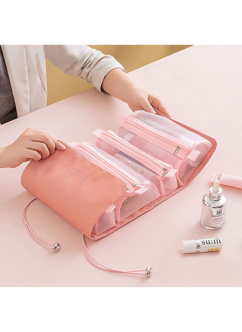 svk dream SVK Dream 4 in 1 Foldable Hanging Roll Up Makeup Toiletry Bag for Travel Organizer Cosmetic Storage for Women  - Image 4