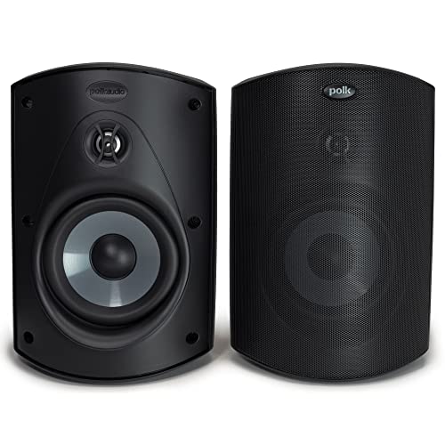 Polk Audio Atrium 5 Outdoor Speakers with Powerful Bass (Pair, Black), All-Weather Durability, Broad Sound Coverage, Speed-Lock Mounting System - Image 1