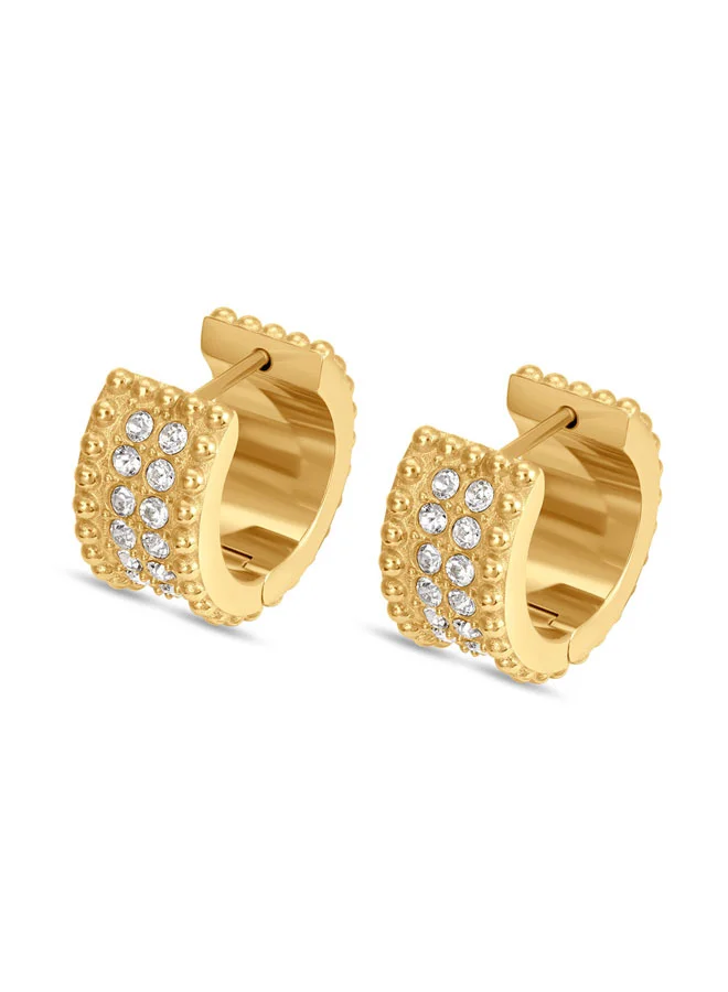 CERRUTI 1881 Isadora Gold Round C Cutout Motif Earrings for Women