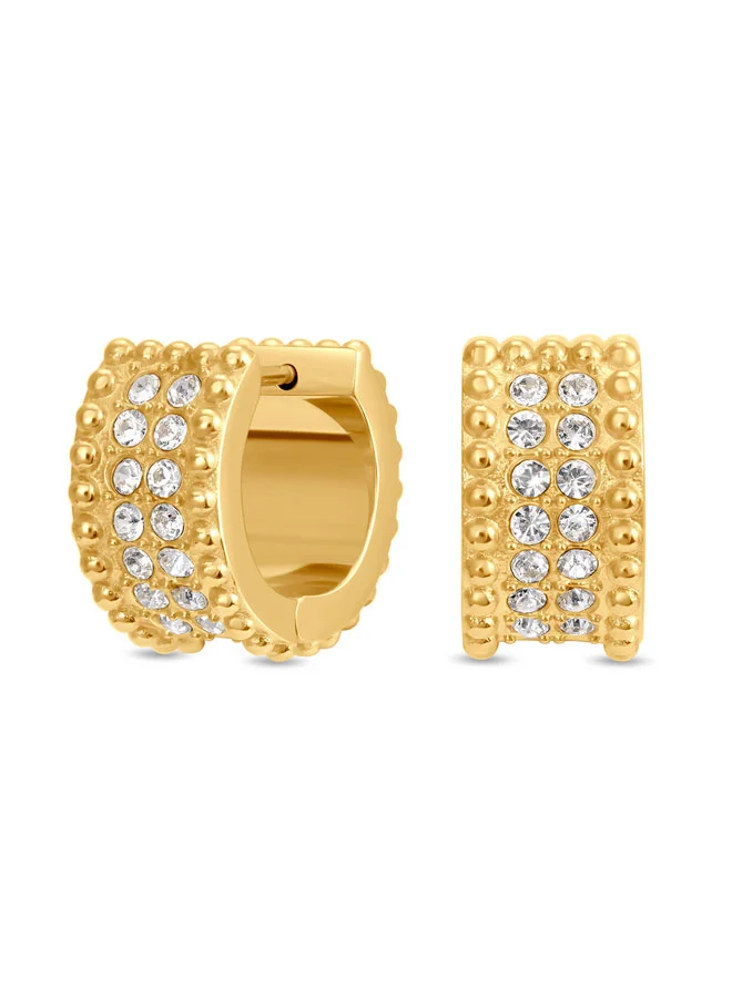 CERRUTI 1881 Isadora Gold Round C Cutout Motif Earrings for Women