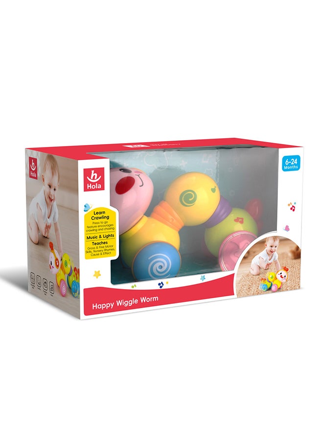 HOLA - Hola Happy Wiggle Worm - Interactive Crawling Toy with Lights, Sound, and Push-Along Action, Encourages Motor Skills, Cause-and-Effect Learning, and Sensory Development for Toddlers 12M+ - Image 1