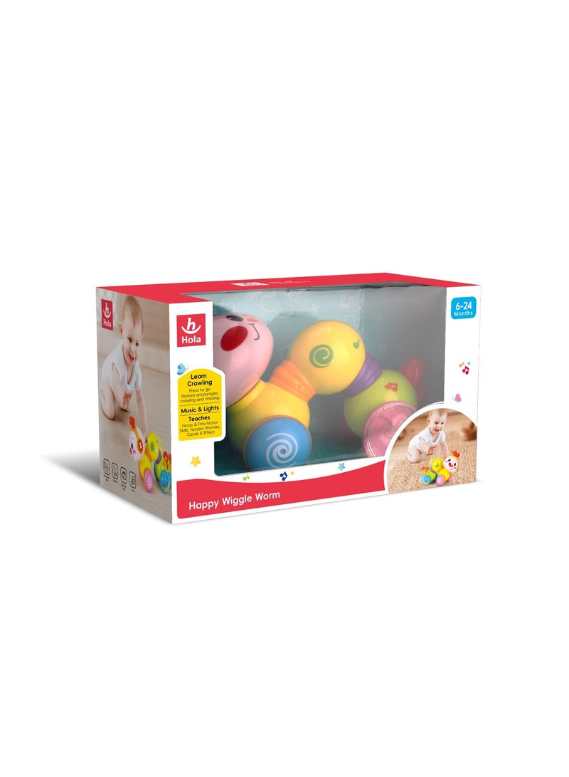 HOLA Happy Wiggle Worm - Interactive Crawling Toy With Lights, Sound, And Push-Along Action, Encourages Motor Skills, Cause-And-Effect Learning, And Sensory Development For Toddlers 12M+ - Image 4