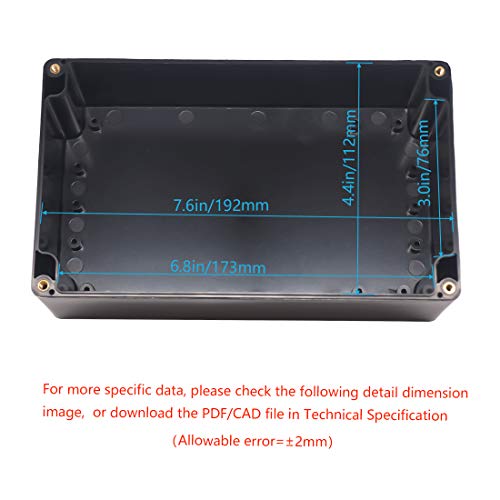 Zulkit Junction Box, Zulkit Project Box IP65 Waterproof Outdoor Box ABS Plastic Electrical Boxes Electronic Enclosure Black 7.9 x 4.7 x 2.95 inch (200 x 120 x 75mm) - Image 5