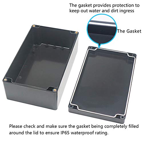 Zulkit Junction Box, Zulkit Project Box IP65 Waterproof Outdoor Box ABS Plastic Electrical Boxes Electronic Enclosure Black 7.9 x 4.7 x 2.95 inch (200 x 120 x 75mm) - Image 4