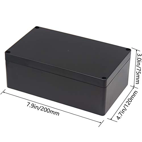 Zulkit Junction Box, Zulkit Project Box IP65 Waterproof Outdoor Box ABS Plastic Electrical Boxes Electronic Enclosure Black 7.9 x 4.7 x 2.95 inch (200 x 120 x 75mm) - Image 2