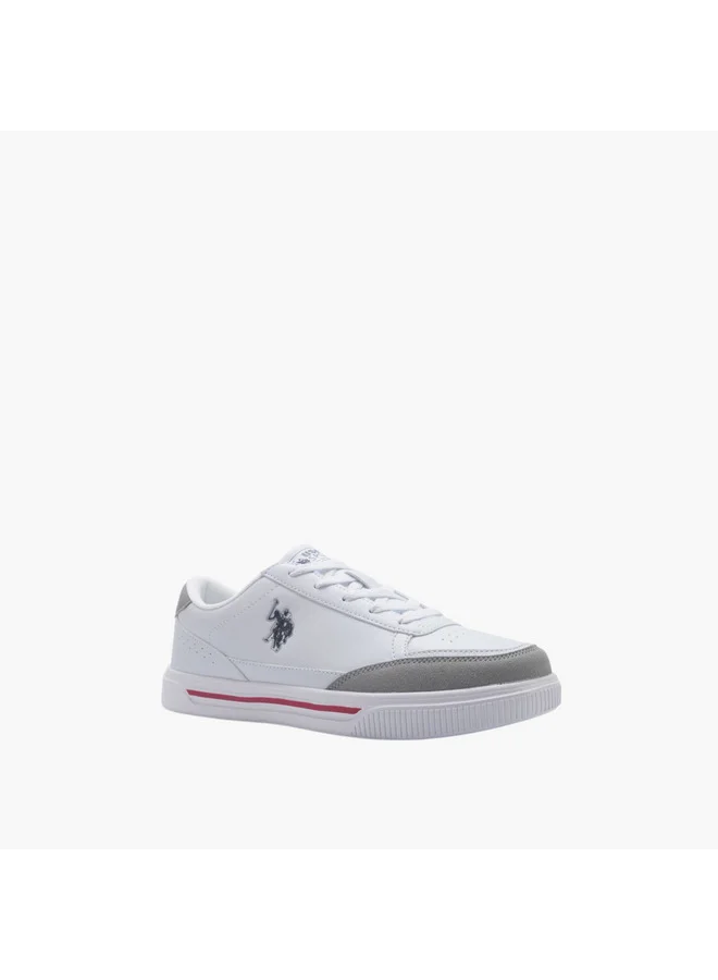 يو اس بولو اسن Men's Logo Detail Lace-Up Sneakers